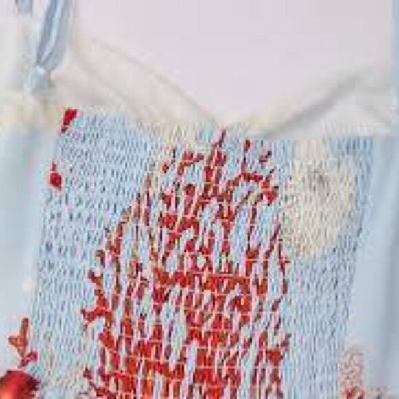 NWT - ADOR Sky BlueRed Ocean-Themed Vacation Island Beach Cami Dress, Medium - Picture 4 of 6